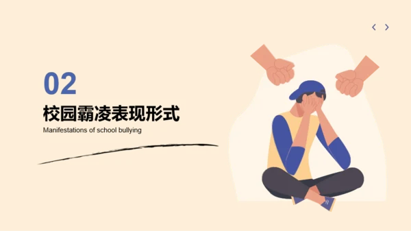 紫黄色插画风抵制校园霸凌主题班会PPT模板