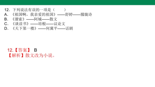 九年级语文上册 课内文学常识 期末复习课件(共31张PPT)