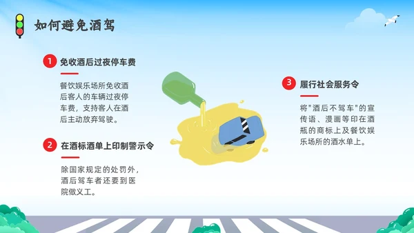 彩色水彩简约插画拒绝酒驾安全宣传教育PPT