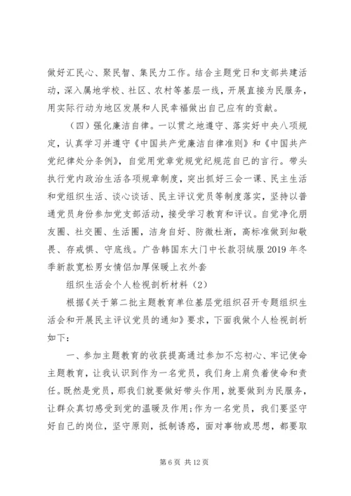 主题教育组织生活会个人检视剖析材料.docx
