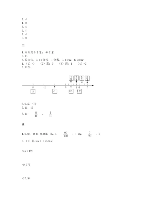 小学六年级数学期末自测题（培优b卷）.docx