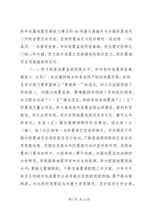 副市长在全市防震减灾工作会议上的讲话.docx