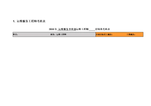 运维服务工程师考核表