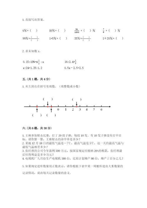 小学六年级下册数学摸底考试题及精品答案.docx