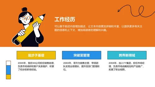 橙色插画风通用行业竞聘述职汇报PPT模板