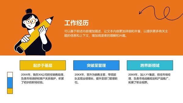 橙色插画风通用行业竞聘述职汇报PPT模板