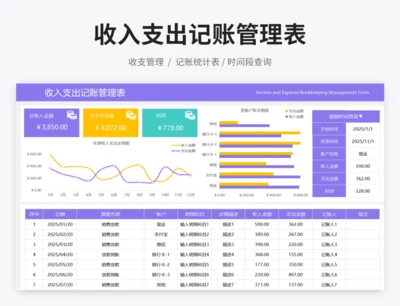 收入支出记账管理表