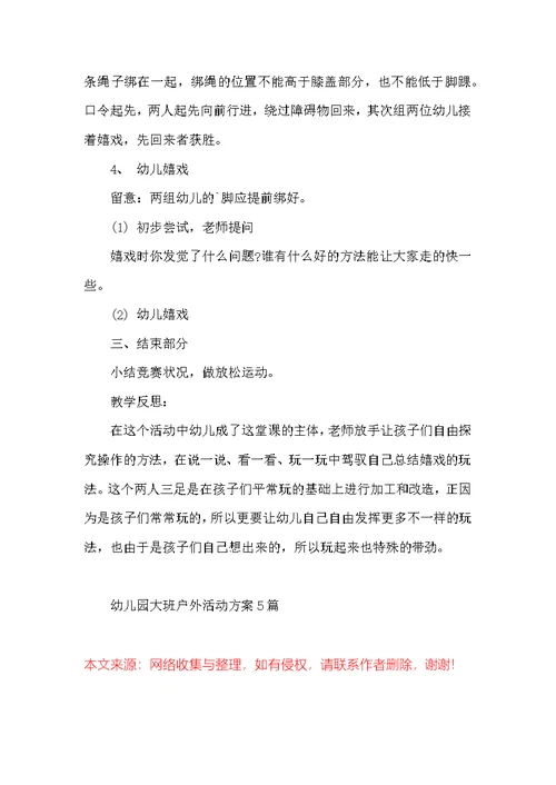 幼儿园大班户外活动方案5篇