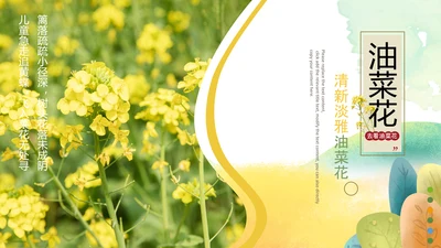 春天乡村旅游油菜花风景油菜花田PPT模板