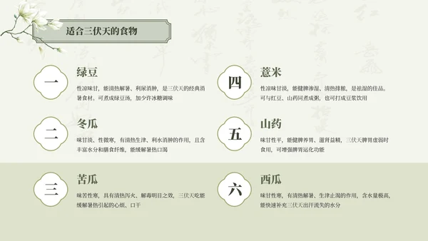 绿色清新中国风三伏天养生中医理疗知识讲座PPT模板