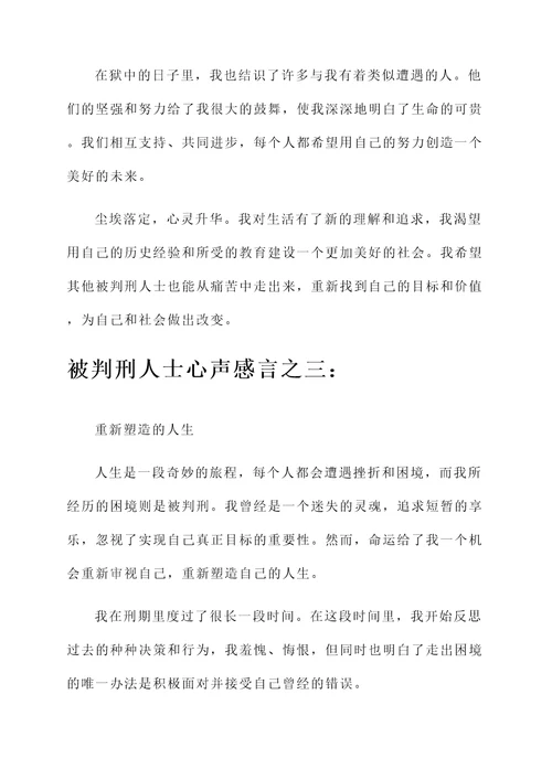 被判刑人士的心声感言