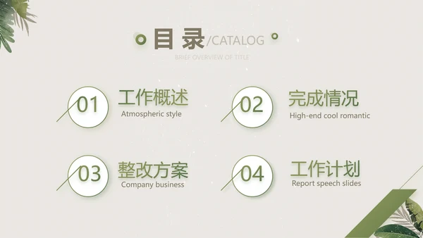 绿色清新草本美容护肤工作总结PPT