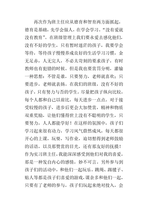 师范生顶岗的实习总结
