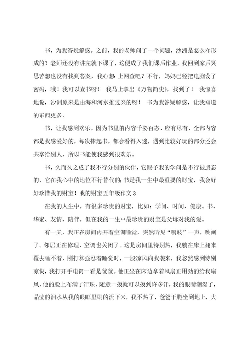 我的财富五年级作文
