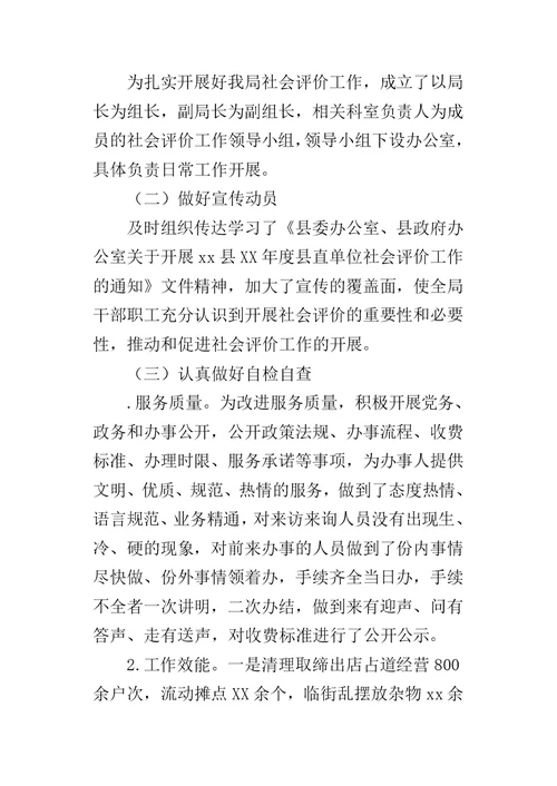 城管执法局某年度社会评价工作综合报告