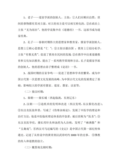 七年级上册历史专题复习资料整合.docx