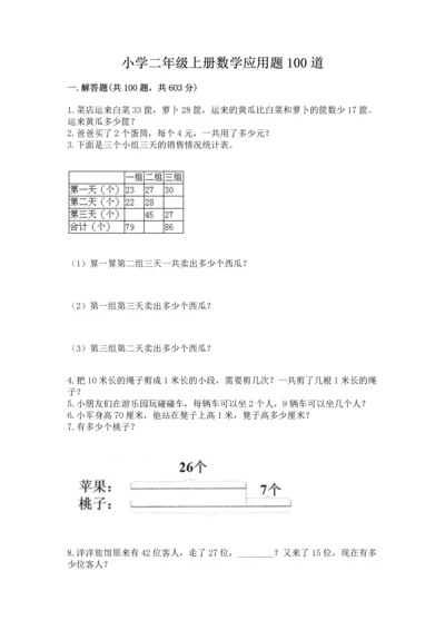 小学二年级上册数学应用题100道附答案【巩固】.docx